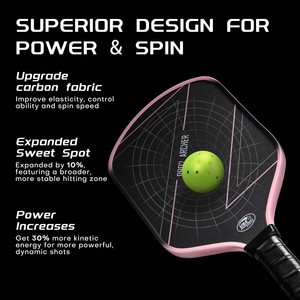 Paleta de Pickleball Pink Perses 3S Ben John de 14 mm y 16 mm con Núcleo de Panal de Abeja de Alto Rendimiento para Fibra de Carbono T700 sin Bordes - Product Image 6