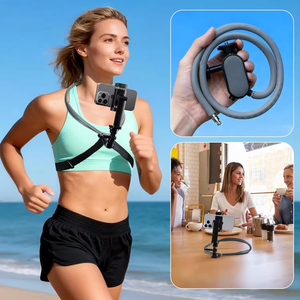 ที่ยึดโทรศัพท์แบบคล้องคอ พลาสติก สำหรับ Go Pro/บันทึกวิดีโอ ใช้งานได้โดยไม่ต้องใช้มือ POV/Vlog เซลฟี่ ปรับได้ 360 องศา ที่หนีบโทรศัพท์มือถือ - Product Image 4