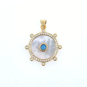 New Trend Round Charm Pendant Gold Plated Pearl Shell Jewelry Handmade Women Accessories Gifts Wholesale Findings