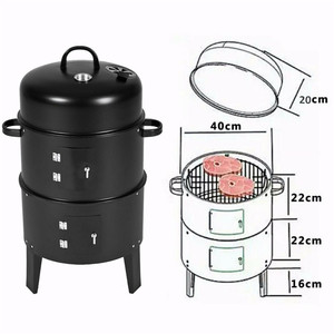 Horno de carbón circular de tres capas, pequeño, cilíndrico, negro, de hierro fundido, para exteriores, para ahumar, tipo tostador, para <span class=keywords><strong>el</strong></span> hogar, económico - Product Image 6