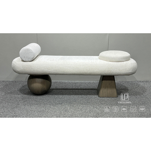 High Quality Luxury Modern Living Room Furniture White Velvet Wood Base Long Curved <b>Stools</b> & <b>Ottoman</b> White Velvet <b>Ottoman</b> - Product Image 1