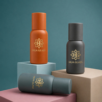 Flacon de parfum vide de 15 ml en verre rond court, avec bouchon noir, personnalisable, vente en gros, logo OEM disponible