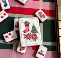 Tuiles de Mahjong finition piano, portables, en cristal, 136 pièces en vrac pour jeu de table avec étui de rangement, motif léopard rouge, 20 pouces