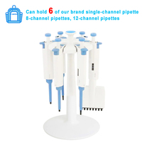 Support de micropipettes de laboratoire en plastique WEIAI, type L, pour jusqu'à 6 micropipettes, rotation à 360 degrés, support rond pour pipettes