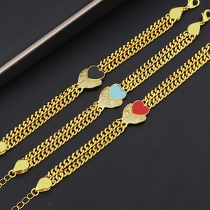 Bracelet pour femme JXX Fashion plaqué or 24 carats, bracelet à breloques de forme géométrique avec chaîne en zircon, bijoux en laiton élégants et tendance - Product Image 1