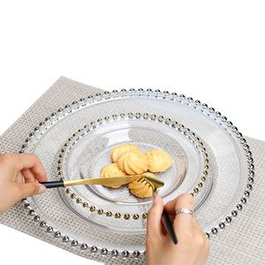 Reusable clear <b>Plastic</b> Dinner Plate Tray Equipment <b>Beaded</b> Rim Fancy Plates - Product Image 1