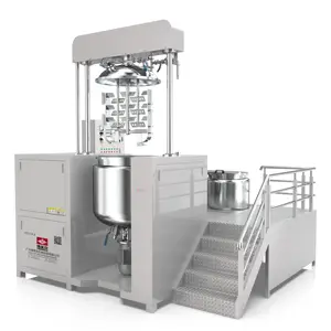 Customized hydraulic lifting cover homogenizer emulsions batch Reactor temperature control vacuum emulsifying mixer