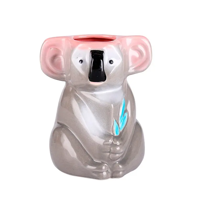 Cute animal shape 750ml ceramic koala mugs sublimation ceramic wholesale tiki mugs