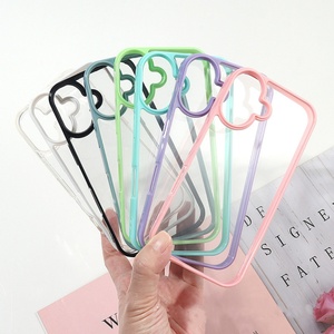 <b>Candy</b> Color Bumper Transparent Clear Plastic Acrylic Back Cover Wholesale Mobile Phone Case for iPhone 15 14 13 12 11 - Product Image 1