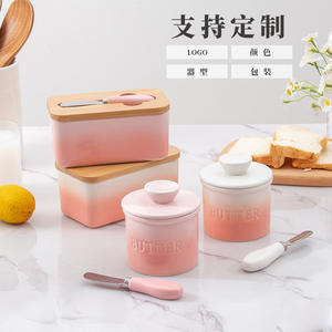 Pot à beurre en céramique rectangulaire avec couvercle hermétique à rabat, rangement de cuisine, origine Chaozhou - Product Image 3