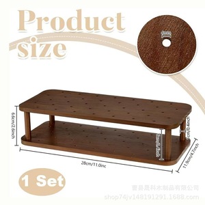 ชั้นวางผลไม้แบบไม้สองชั้นสำหรับจัดเก็บและจัดแสดงบนโต๊ะในครัว - Product Image 4