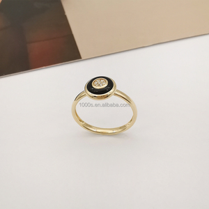 <span class=keywords><strong>Hot</strong></span> Selling Custom 14 Karat Echtgold Verlobung sring für Damen mit natürlichem Diamant und schwarzem Achat für den Jubiläums großhandel - Product Image 4