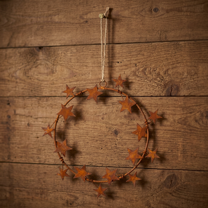 Corona de Estrella de Hierro Rústica Hecha a Mano, Adorno Navideño Circular Decorativo, Sin Iluminación, Paquete Individual - Product Image 3