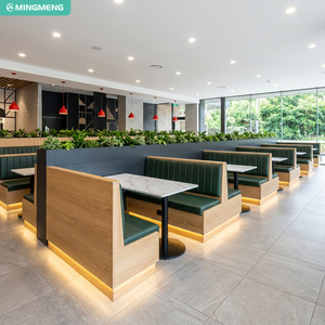 Sofá de restaurante personalizado con estructura de madera maciza, tapizado con PU y capitoné vertical para proyectos de restaurantes. - Product Image 2