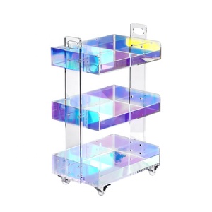 Estantes móviles de acrílico coloridos de lujo, salón de belleza, carrito móvil de barbería, ZY-834 - Product Image 1