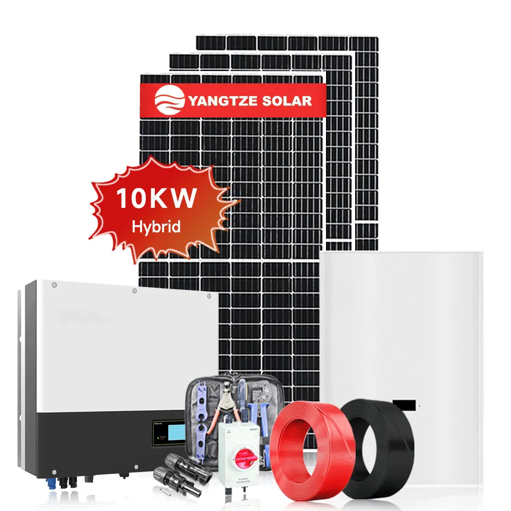 Kit lengkap panel fotovoltaik surya daya 10 kw keamanan sistem energi surya baterai lithium sistem grid mati tenaga surya