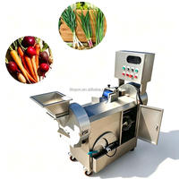 Elektrische snijmachine met dubbele kop voor aardappelen, komkommers, radijzen, fruit, groenten, salades; snij-, snij- en dobbelsteenmachine