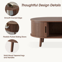 Table basse ovale de style moderne du milieu du siècle, neuve, sur mesure, avec porte coulissante, pour salon, de notre usine de commerce extérieur