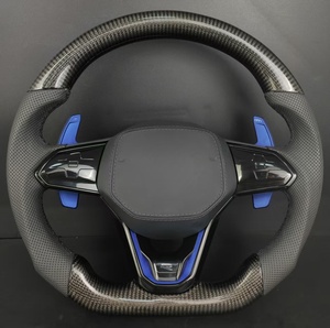 Fibre <span class=keywords><strong>de</strong></span> carbone véritable pour volant, palettes <span class=keywords><strong>de</strong></span> changement <span class=keywords><strong>de</strong></span> vitesse bleues, cuir perforé pour Volkswagen Golf 8 MK8 R GTI CC Passat - Product Image 6
