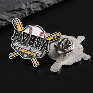Venta al por mayor de alfileres de solapa, alfileres metálicos de aleación de zinc esmaltados suaves, alfileres deportivos de <span class=keywords><strong>hockey</strong></span> sobre hielo de béisbol plateados 3D personalizados para gorras o ropa - Product Image 4