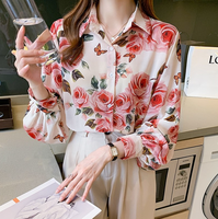 Chemises à manches longues pour femmes, imprimé Floral, mode printemps automne 2022
