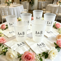 Gobelets réutilisables personnalisés en plastique PP dépoli de 9oz, 12oz, 16oz avec logo imprimé pour fêtes, mariages, anniversaires et événements sportifs