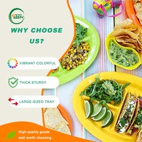 Tempat Taco Plastik 3 Slot 2 Area Saus Bebas BPA PP Food Grade Dapat Digunakan Kembali Piring Taco Multiwarna untuk Pesta Makan Malam