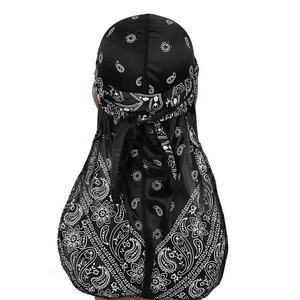 Assortiment de bandanas, durags et foulards en satin à motif Paisley pour hommes et femmes, avec longue queue et larges sangles pour des ondulations 360° - Product Image 4