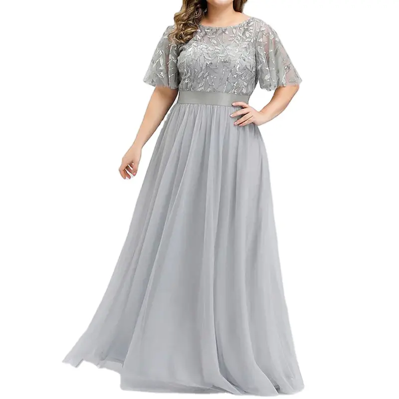 High quality evening bridesmaid dresses plus size chiffon gowns womens sequin dress