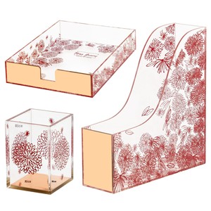 ชุดเครื่องเขียนสำนักงานสำหรับธุรกิจสีทองแชมเปญ รุ่น 1 จากโรงงาน JSM ผลิตจากอะคริลิกพิมพ์ลายโดยตรงจากโรงงานในจีน - Product Image 2