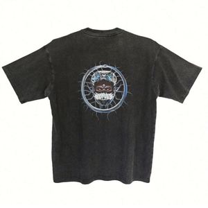 Design Cotton Custom DTG logo Tee Acid Washed Spray White T Shirt Print T-shirt - Product Image 2