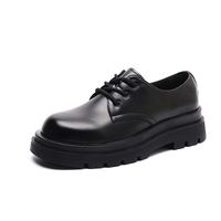 Mocassins pour hommes en cuir véritable, à enfiler, bout carré, minimalistes, à semelle épaisse, rehaussants, noirs, pour le travail et décontractés