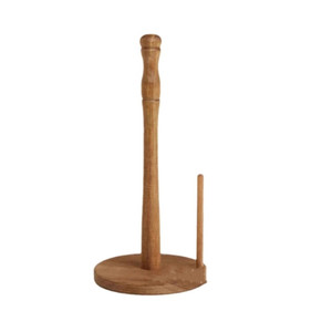 Wooden <b>Paper</b> Holder For <b>Kitchen</b> Tissues <b>Paper</b> Towels Round Design Upright Roll Stand - Product Image 5