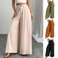 Nouveau Pantalon Évasé Chic et Élégant à Taille Haute avec Plis Centraux et Jambes Larges, Style Resort, Collection Été 2026, Vente en Gros