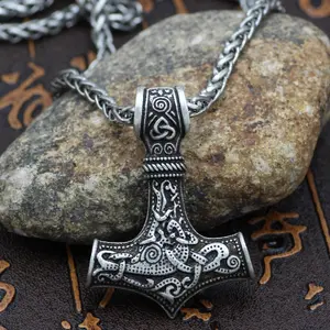 热卖雷神之锤Mjolnir维京护身符爱尔兰男士项链批发高品质复古维京饰品
