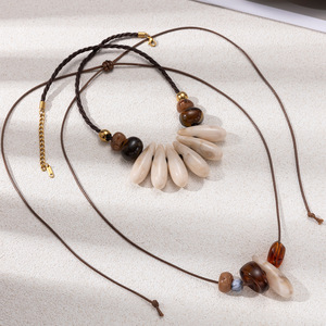 Gargantilla de cuerda hecha a mano, colgante ajustable, collar impermeable de moda de piedra Natural para mujer, novedad - Product Image 5