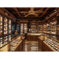 Vitrine à tabac personnalisée en bois massif, éclairage, meubles de magasin de cigares, présentoir de luxe pour cigares, Espagne