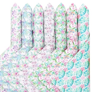 7 pièces/ensemble couleurs pastel fleur florale impression synthétique <span class=keywords><strong>imprimé</strong></span> <span class=keywords><strong>cuir</strong></span> Faux <span class=keywords><strong>cuir</strong></span> tissu feuilles Bundle pour arcs artisanat - Product Image 1