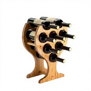 Estante de Vino de Bambú Personalizado de Fábrica, Mueble de Almacenamiento de Tres Niveles, No Plegable, con Rejilla, para Exhibición de Vino Tinto - Product Image 1