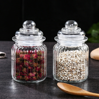 Grand pot de conservation en verre transparent avec couvercle à bouton en verre pour biscuits, farine, bonbons, aliments secs