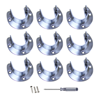Supports muraux durables en acier inoxydable de haute qualité, noirs/argentés, avec revêtement en poudre, pour tringles à rideaux à bride ouverte