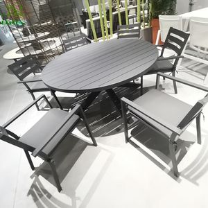 Patio moderno impermeabile in alluminio esterno 10 posti espandibile tavolo <span class=keywords><strong>da</strong></span> pranzo rotondo e sedie per <span class=keywords><strong>giardino</strong></span> - Product Image 3