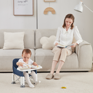 BS109 <span class=keywords><strong>seggiolino</strong></span> per bambini con vassoio a <span class=keywords><strong>2</strong></span> strati rimovibile e imbracatura a <span class=keywords><strong>3</strong></span> punti e tasche portaoggetti pieghevoli, leggere e facili da pulire - Product Image 2