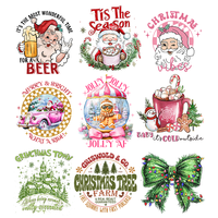 Transferts thermiques DTF personnalisés pour T-shirts et vêtements, motifs de personnages de Noël, en feuille de transfert, pour sérigraphie et impression par presse à chaud
