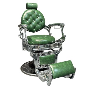 Poltrona da Barbiere di Lusso Retrò Idraulica Reclinabile per Taglio Capelli Massaggio Arredamento in Pelle per Salone - Product Image 5