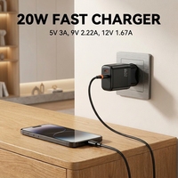 Bloc chargeur USB C Cantell avec câble, chargeur mural double port Type C, charge rapide PD 20W, adaptateur secteur cube pour iPhone Samsung