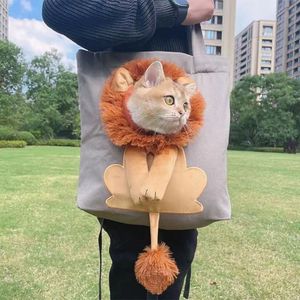 Canvas Pet Travel Bag Small Lion Design Single Shoulder For Cats And Dogs - Product Image 3