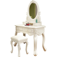 Ensemble de coiffeuse moderne en bois massif et MDF avec miroir sur pied pour chambre et salon - Meubles de maison