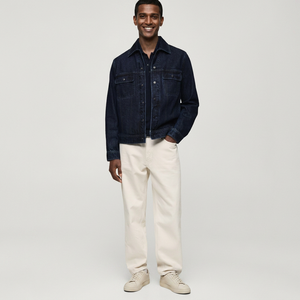 Veste en jean tendance pour hommes pour un design déchiré au printemps avec col rabattu - Product Image 1