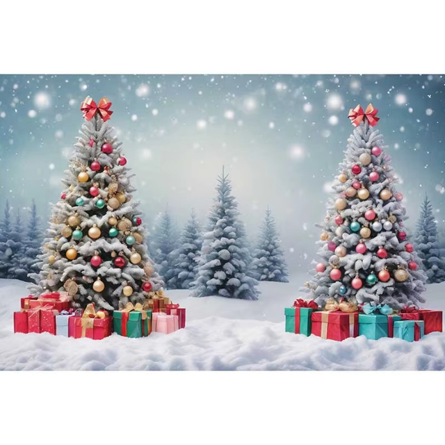 Christmas Tree Background Winter Backdrop Xmas Ball Gift 2026 Children Outdoor Photo Studio Back Drop for Photography